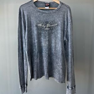Harley Davidson Embellished Burn Out Long Sleeve